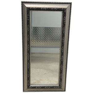 Ornate Silver Wood Frame Wall Mirror Decorative Accent 12x23 inches